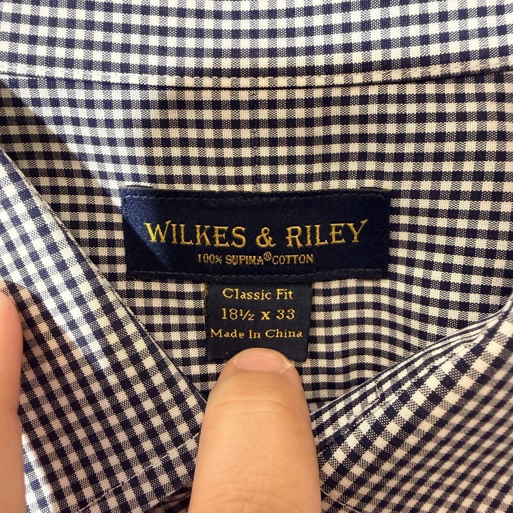 WILKES & RILEY Mens‎ Classic Fit Check Dress Shirt 18 1/2 x 33 Black White